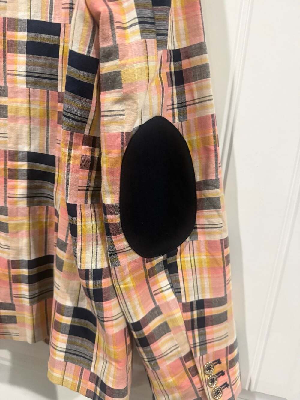 Tommy Hilfiger Patchwork Plaid Blazer Elbow Patches Preppy Academia Sz 10 - Picture 8 of 8